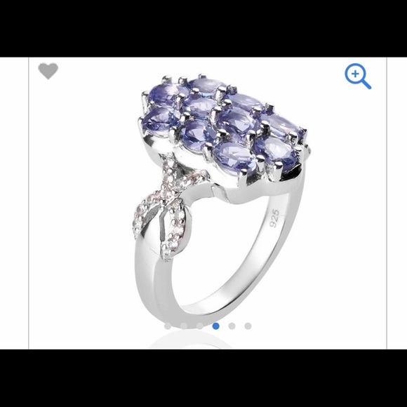 Peacock Tanzanite, Zircon Ring in Platinum over - Picture 2 of 5